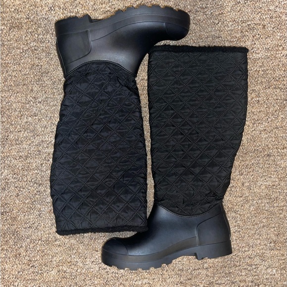 Dirty Laundry Faux Fur Boots Pinnacle Quilted/Black Rubber Tall Snow/Rain Boots. - Picture 2 of 7